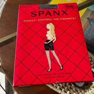SPANX Control Top Fishnet Hosiery Black